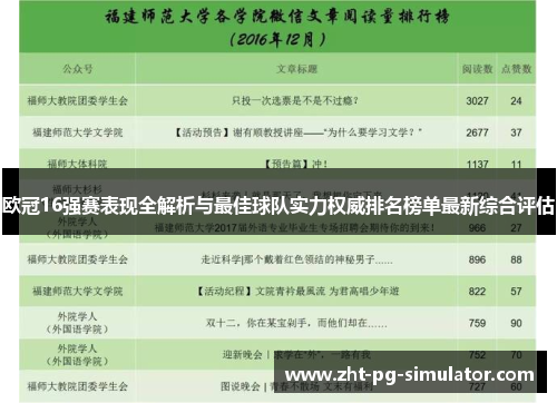 欧冠16强赛表现全解析与最佳球队实力权威排名榜单最新综合评估 欧冠16强赛表现全解析与最佳球队实力权威排名榜单最新综合评估